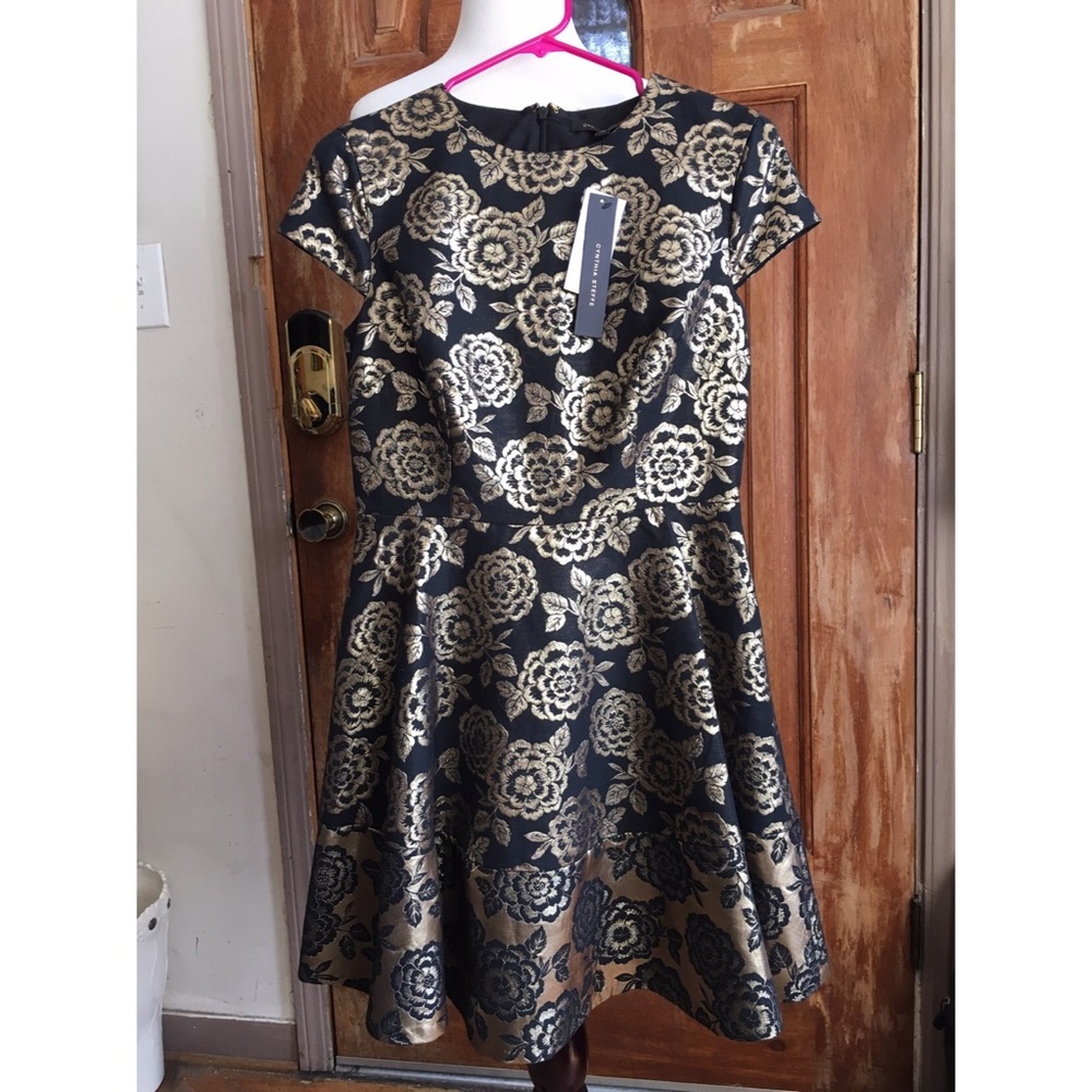 NWT Black and gold midi dress